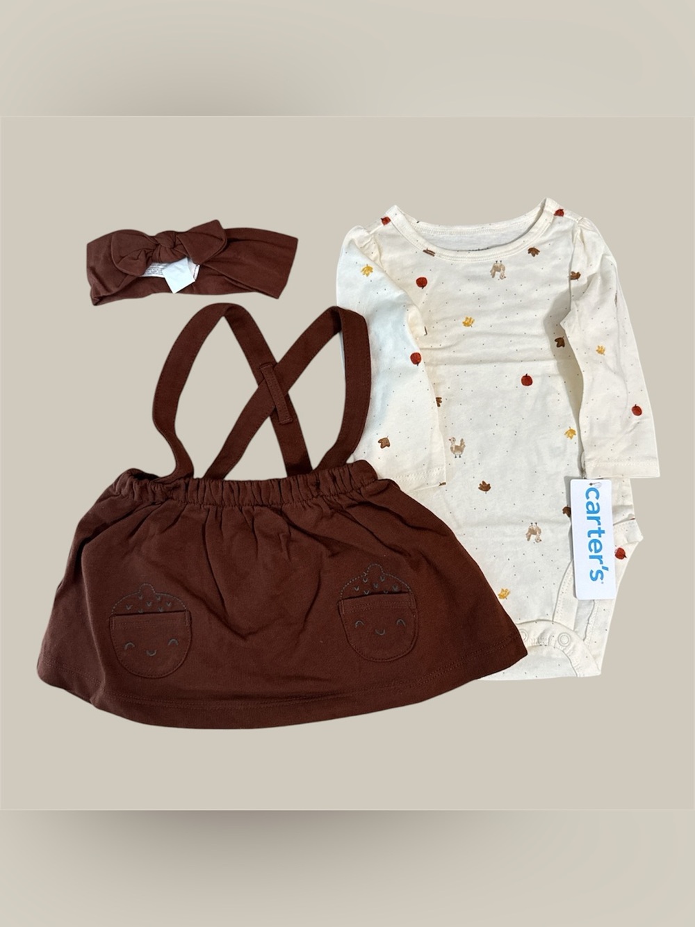 Carter’s Baby Girl 3-Piece Thanksgiving Print Dress Set 6M NWT